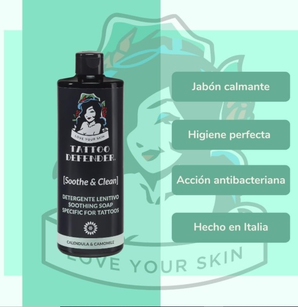 Tattoo Defender Soothe & Clean Jabón Líquido Limpiador con Manzanilla para tatuajes