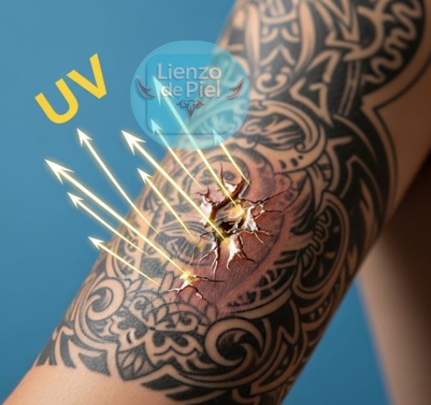 Los rayos UV enemigos invisibles de la tinta de tu tatuaje
